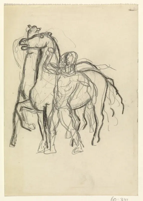 Man houdt twee paarden in toom Wall Art by Leo Gestel - High-Resolution Digital Print