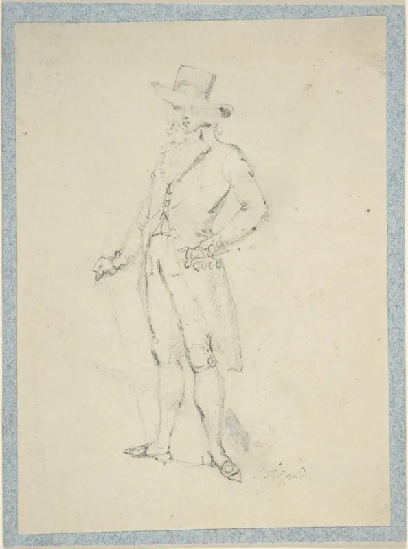 Man in broad brimmed hat (sketchbook page) Wall Art by Thomas Stothard - High-Resolution Digital Print