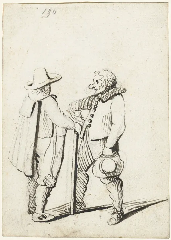 Man in cape praat met komediant (?) Wall Art by Unknown - High-Resolution Digital Print