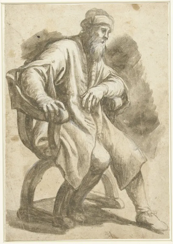 Man in leunstoel gezeten Wall Art by Unknown - High-Resolution Digital Print
