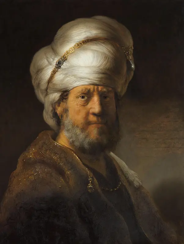 Man in oosterse kleding Wall Art by Rembrandt van Rijn - High-Resolution Digital Print
