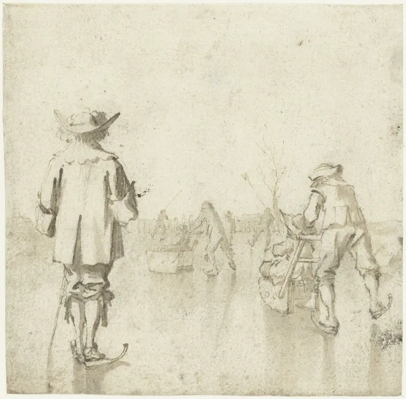 Man kijkend naar schaatsers, op de rug gezien Wall Art by Gerard ter Borch (II) - High-Resolution Digital Print