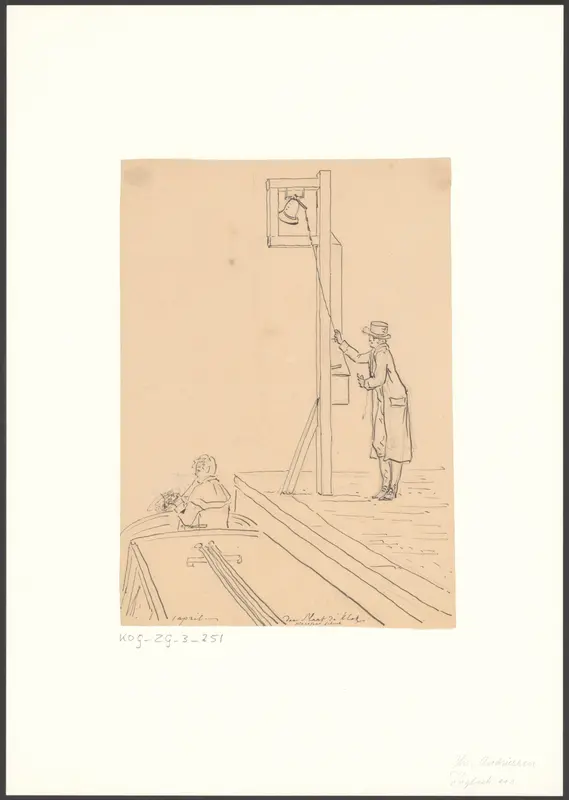 Man luidt de bel voor de trekschuit naar Weesp Wall Art by Christiaan Andriessen - High-Resolution Digital Print