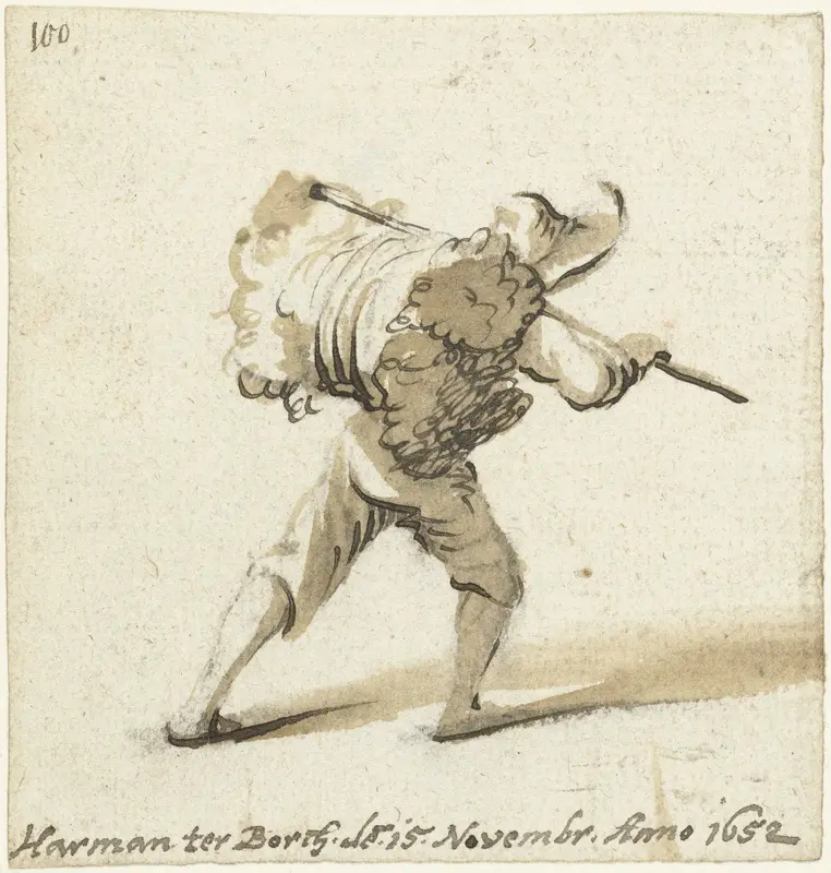 Man met baal wol op zijn rug, van achteren Wall Art by Unknown - High-Resolution Digital Print