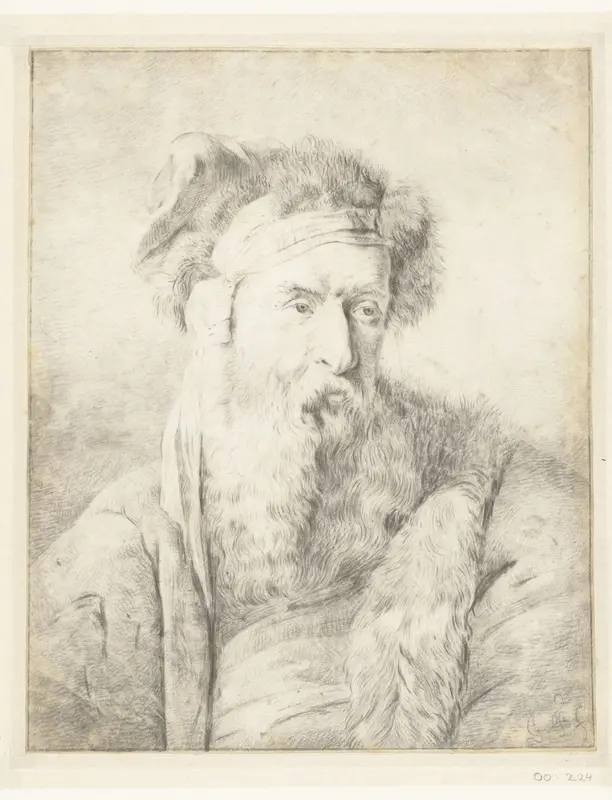 Man met baard en bontmuts Wall Art by Unknown - High-Resolution Digital Print