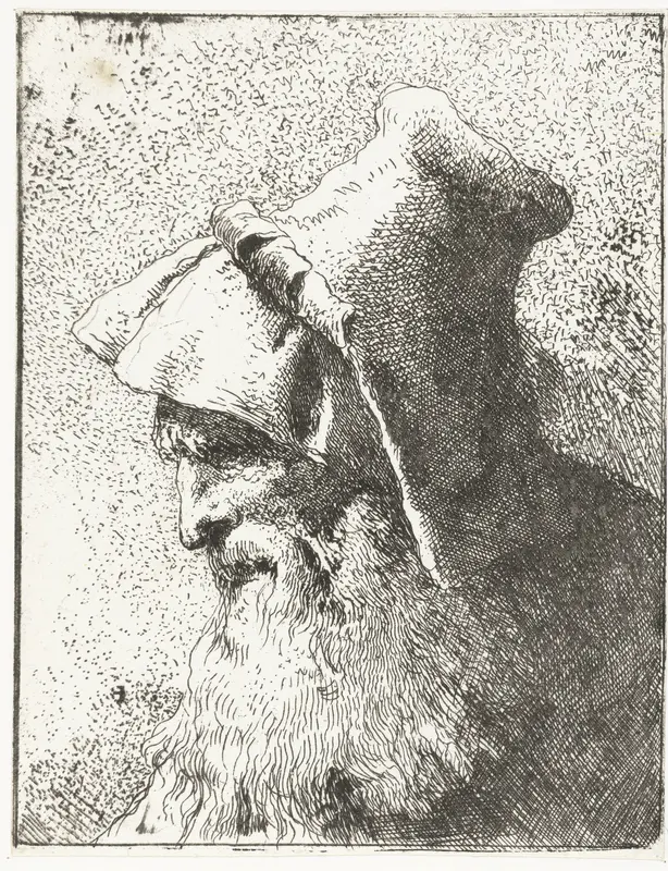 Man met baard en hoed Wall Art by Giovanni Domenico Tiepolo - High-Resolution Digital Print