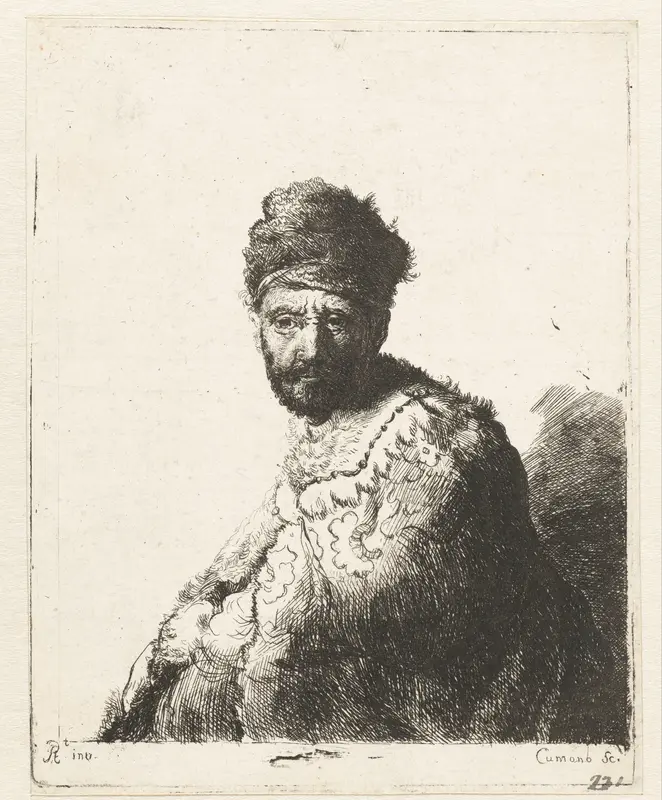 Man met baard in bontjas en met bontmuts (de vader van Rembrandt?) Wall Art by Unknown - High-Resolution Digital Print