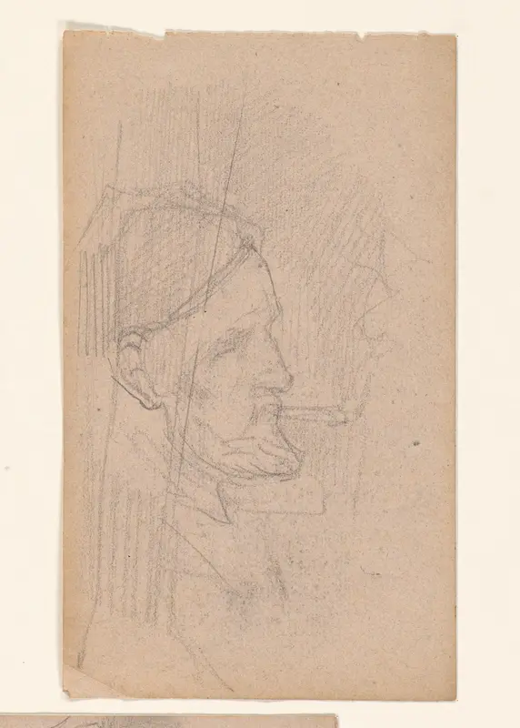 Man met baard in profiel, een sigaret rokend Wall Art by August Allebé - High-Resolution Digital Print