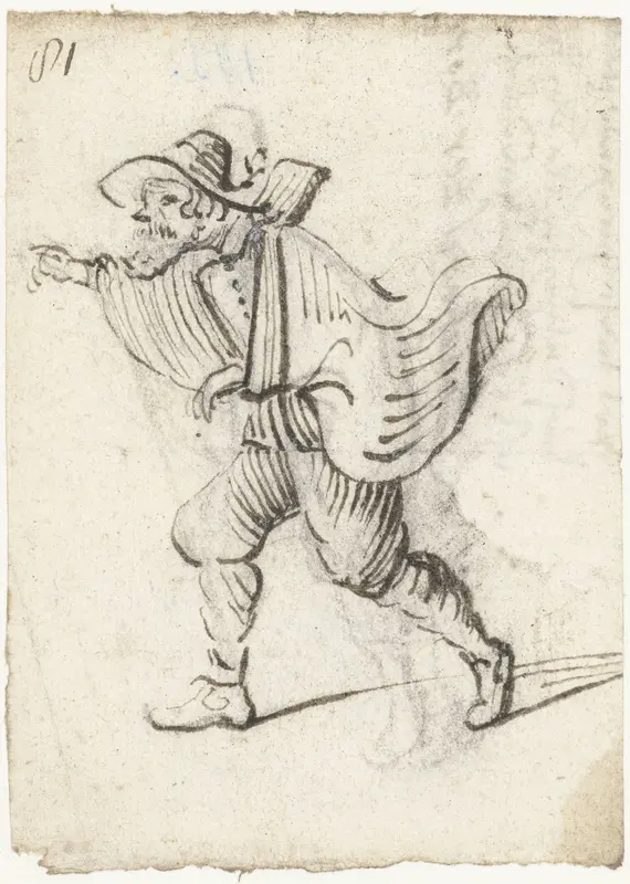 Man met baard, naar links rennend Wall Art by Harmen ter Borch - High-Resolution Digital Print