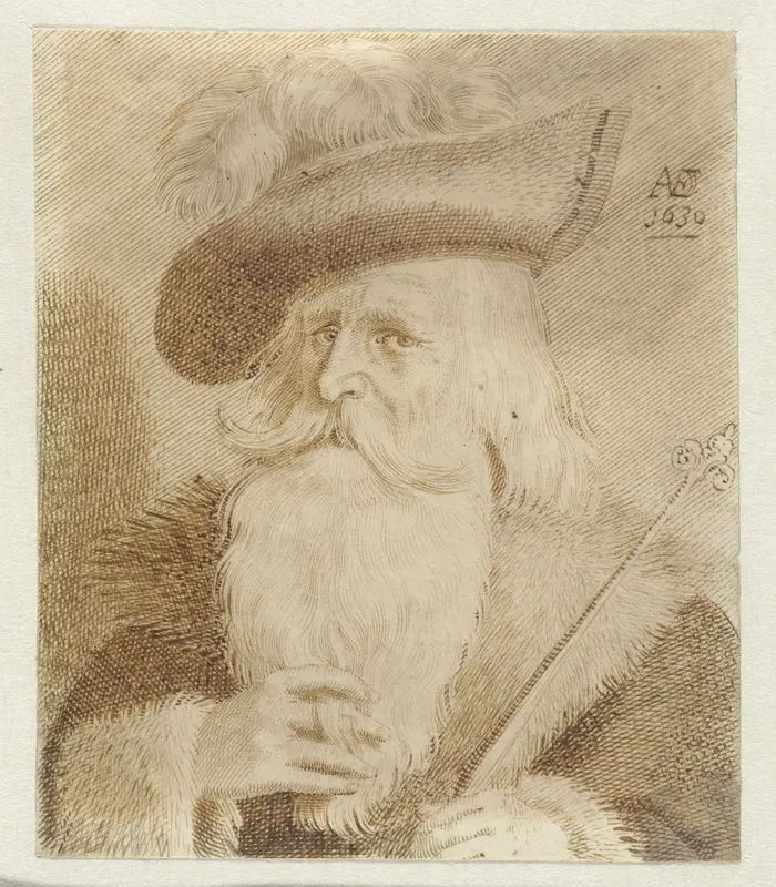 Man met bontkraag, hoed en staf Wall Art by Jan van de Velde (II) - High-Resolution Digital Print