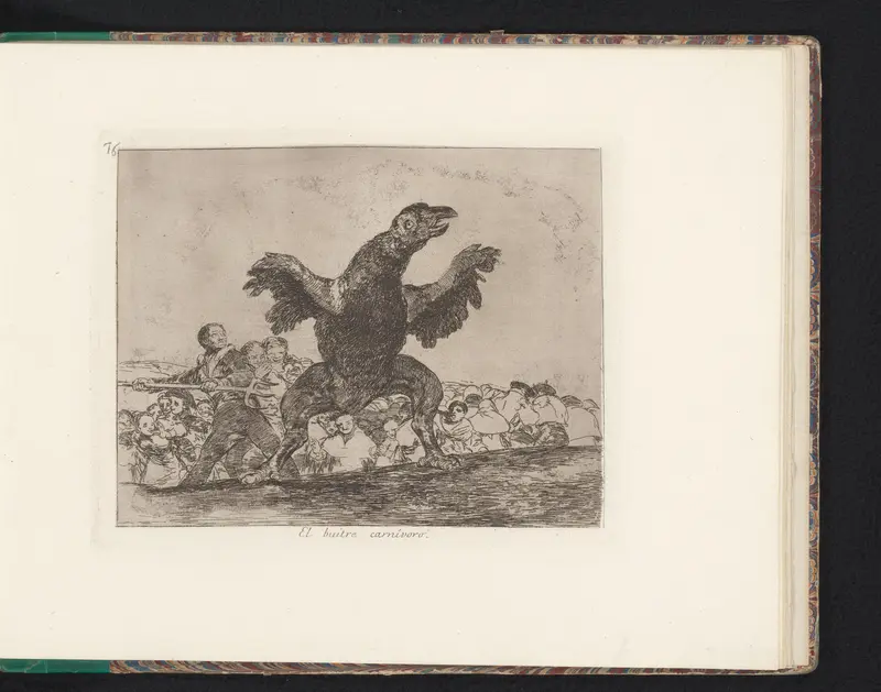Man met een hooivork bij een reusachtige vogel Wall Art by Francisco de Goya - High-Resolution Digital Print