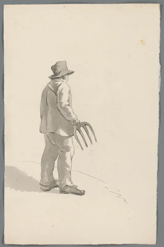 Man met een hooivork Wall Art by anonymous - High-Resolution Digital Print