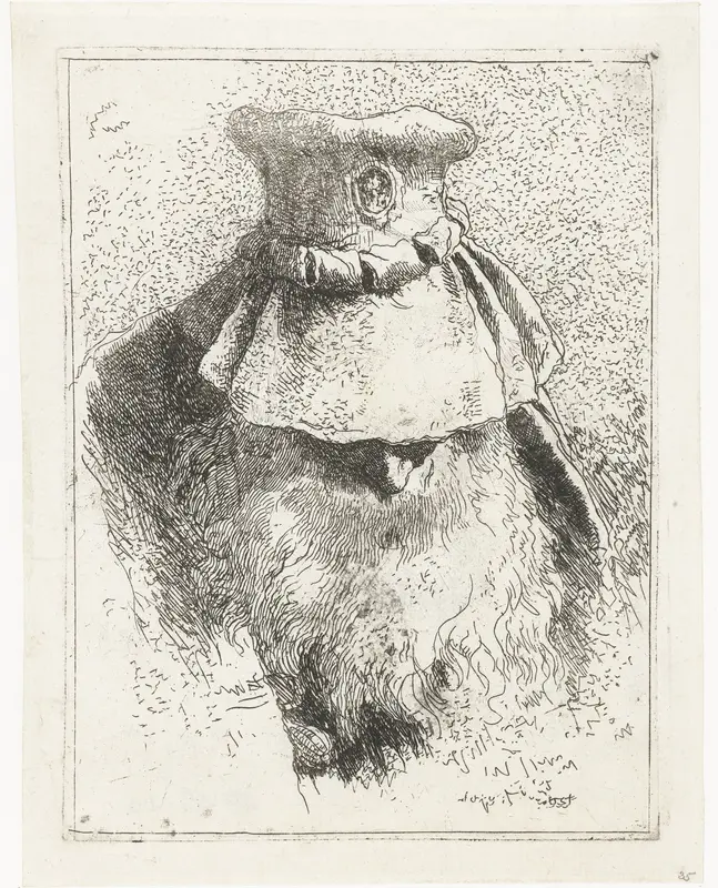 Man met gebogen hoofd en grote hoed Wall Art by Giovanni Domenico Tiepolo - High-Resolution Digital Print
