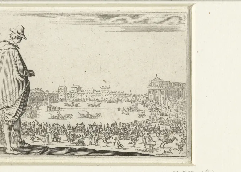 Man met hoed bij de Piazza Santa Maria Novella te Florence Wall Art by Jacques Callot - High-Resolution Digital Print