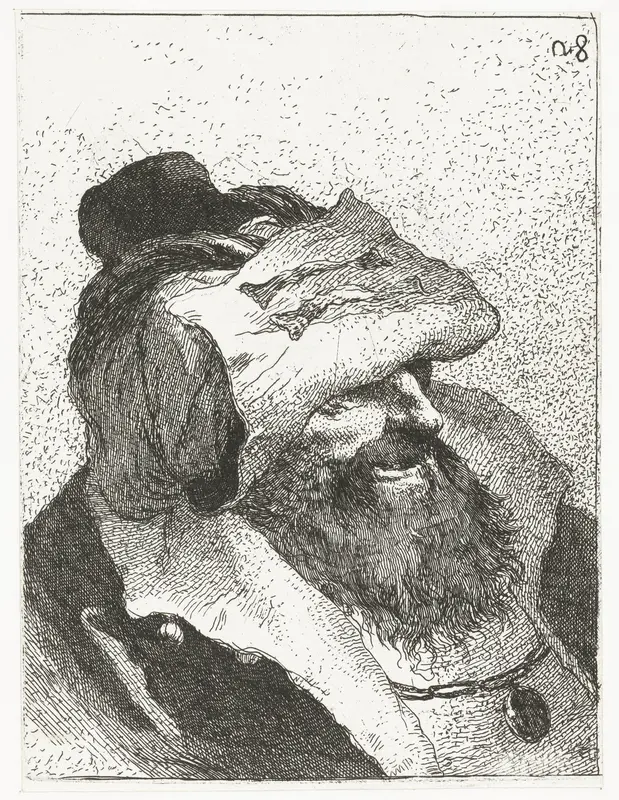 Man met hoed met omgeslagen rand Wall Art by Giovanni Domenico Tiepolo - High-Resolution Digital Print