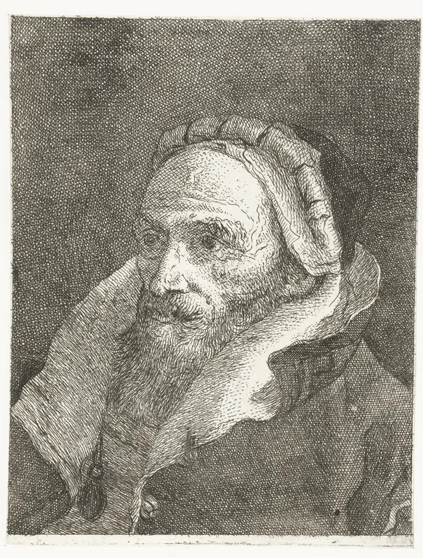 Man met hoog opgeslagen kraag van mantel Wall Art by Giovanni Domenico Tiepolo - High-Resolution Digital Print