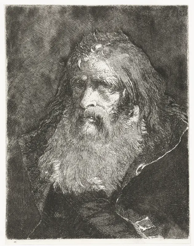 Man met lange haren en zonder hoofddeksel Wall Art by Giovanni Domenico Tiepolo - High-Resolution Digital Print