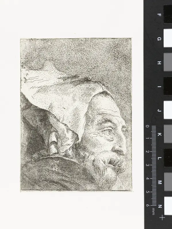 Man met muts met opgeslagen rand Wall Art by Giovanni Domenico Tiepolo - High-Resolution Digital Print