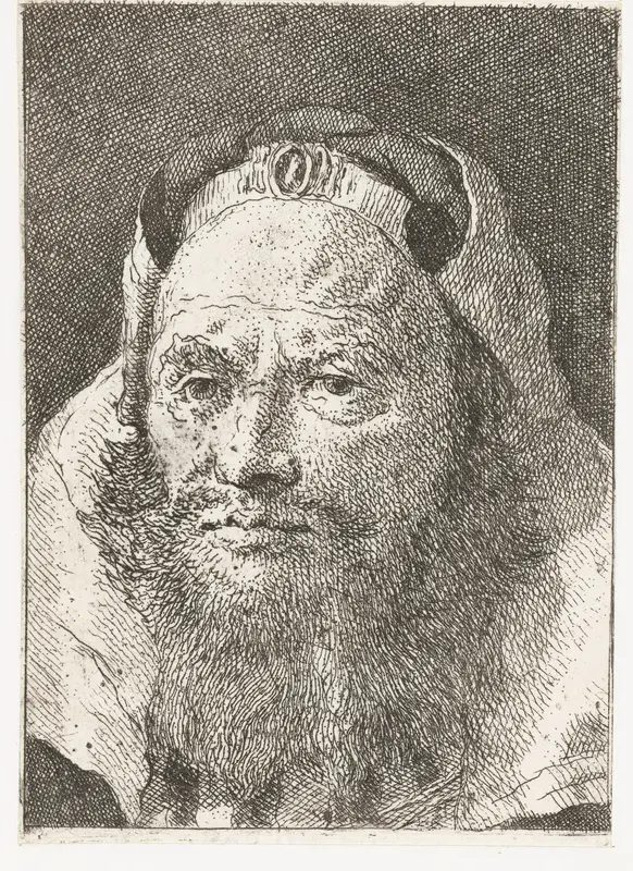 Man met muts met sieraad Wall Art by Giovanni Domenico Tiepolo - High-Resolution Digital Print