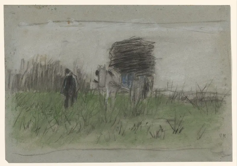 Man met paard en wagen in de duinen Wall Art by Anton Mauve - High-Resolution Digital Print