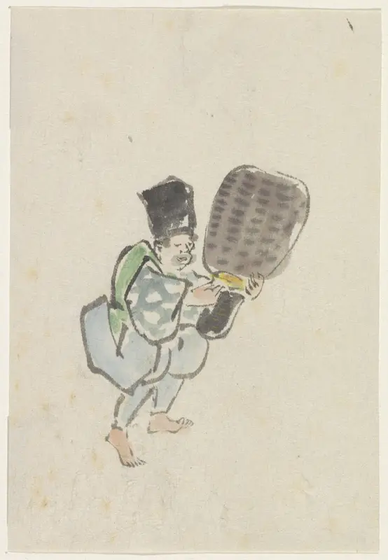Man met reusachtige waaier Wall Art by Utagawa Kuniyoshi - High-Resolution Digital Print