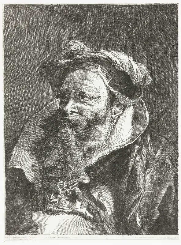 Man met saterkop op gesp Wall Art by Giovanni Domenico Tiepolo - High-Resolution Digital Print