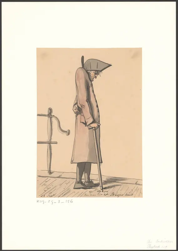 Man met stok en driekantige steek uit het Diaconie Oude Mannen en Vrouwenhuis Wall Art by Christiaan Andriessen - High-Resolution Digital Print
