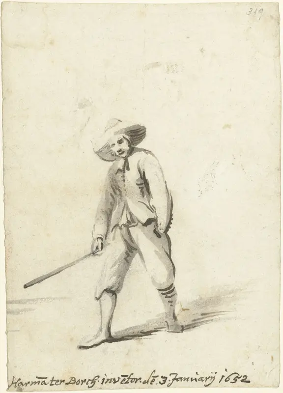 Man met stok, naar links Wall Art by Harmen ter Borch - High-Resolution Digital Print
