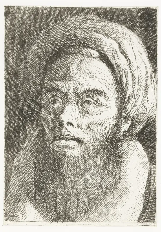 Man met tulband Wall Art by Giovanni Domenico Tiepolo - High-Resolution Digital Print