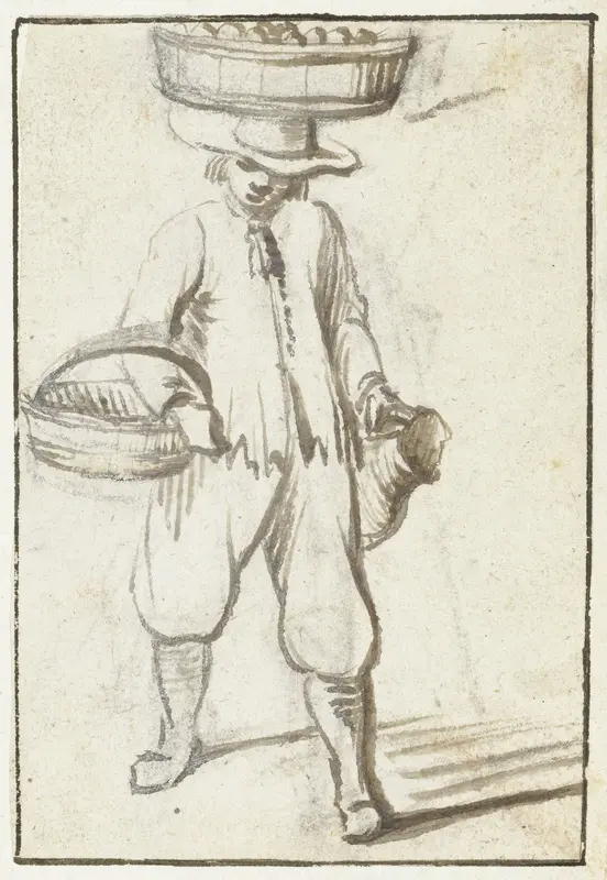 Man met twee manden en een kruik Wall Art by Harmen ter Borch - High-Resolution Digital Print