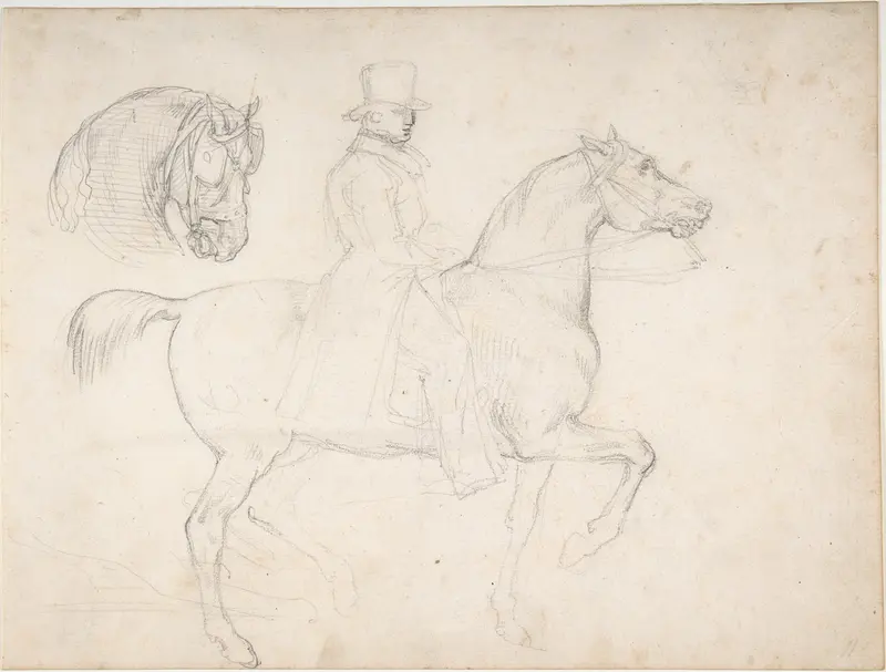 Man on Horseback, and Study of Horse's Head Wall Art by Théodore Géricault - High-Resolution Digital Print
