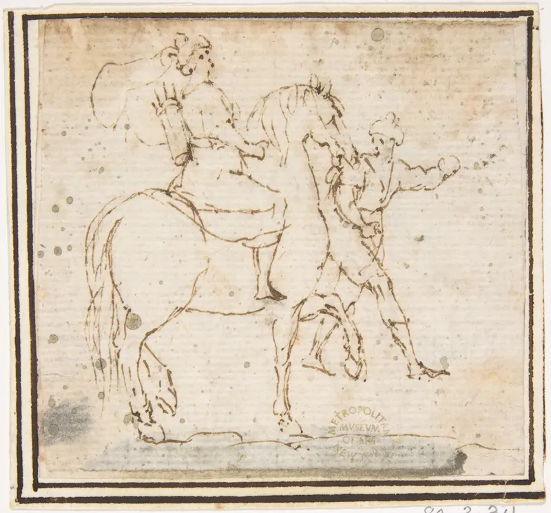 Man on Horseback with Attendant Wall Art by Francesco Allegrini - High-Resolution Digital Print