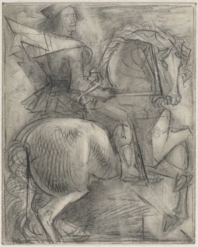 Man op een steigerend paard Wall Art by Willem van Konijnenburg - High-Resolution Digital Print