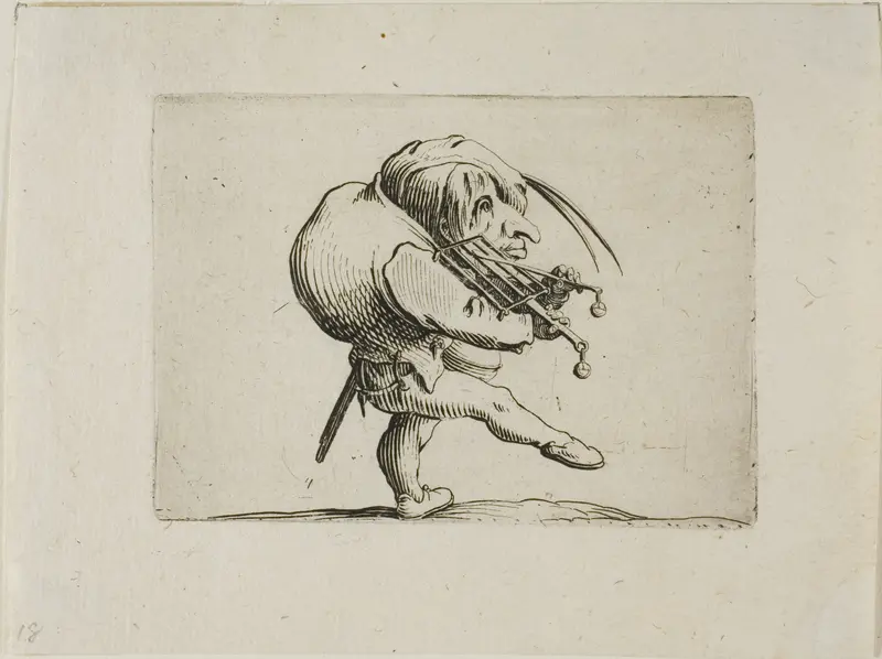 Man Playing a Grill as a Violin, from Varie Figure Gobbi