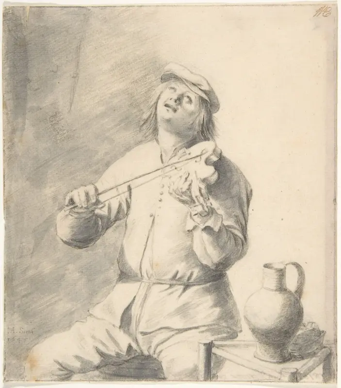 Man Playing The Violin Wall Art by Hendrick Sorgh - High-Resolution Digital Print