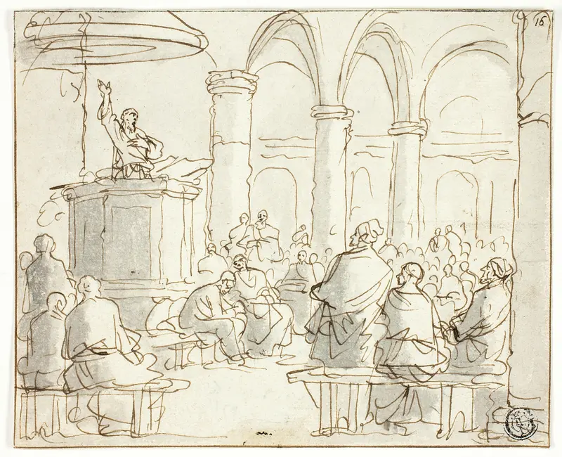Man Preaching to Congregation Wall Art by Jan Luyken - High-Resolution Digital Print