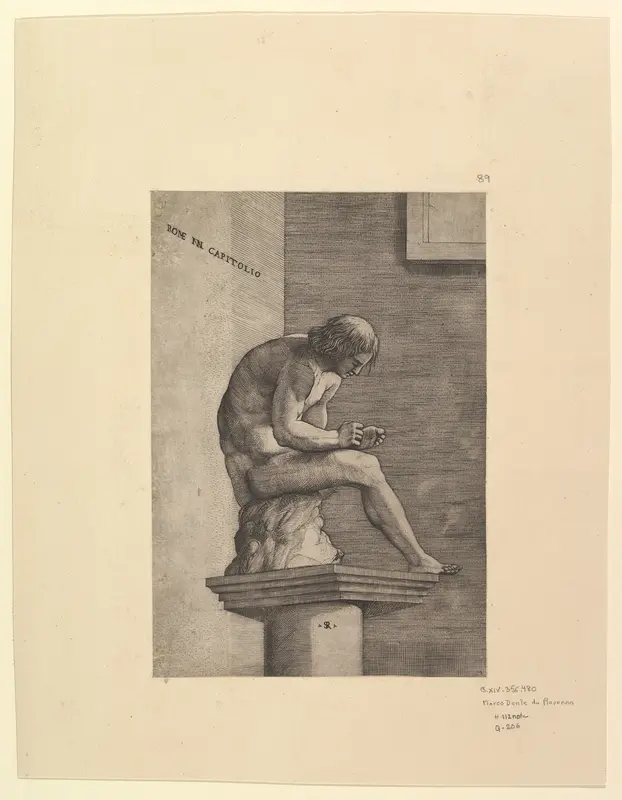 Man Removing a Thorn from his Foot, from "Speculum Romanae Magnificentiae"