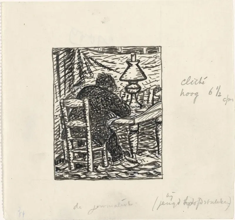 Man schrijft aan een tafel Wall Art by Leo Gestel - High-Resolution Digital Print