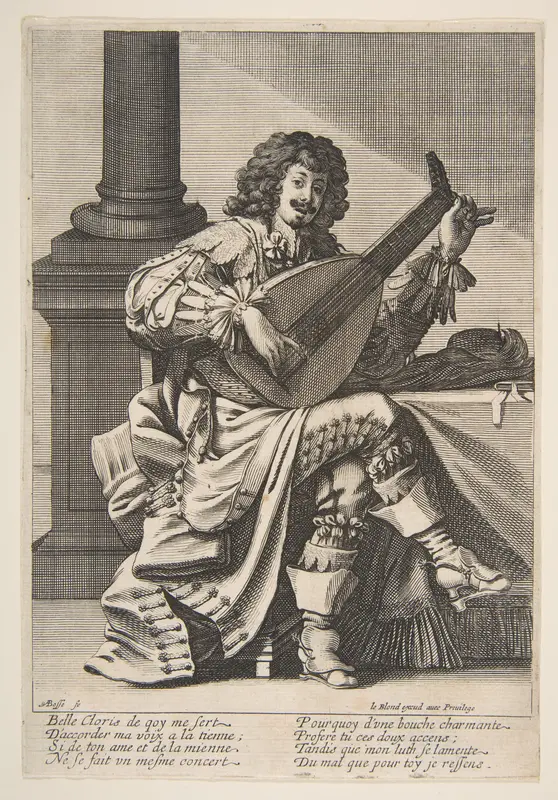Man Singing and Playing a Lute Wall Art by Abraham Bosse - High-Resolution Digital Print