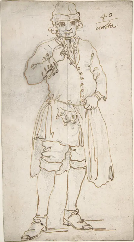 Man Smoking a Pipe (recto); Standing Man and Two Studies of His Head (verso)