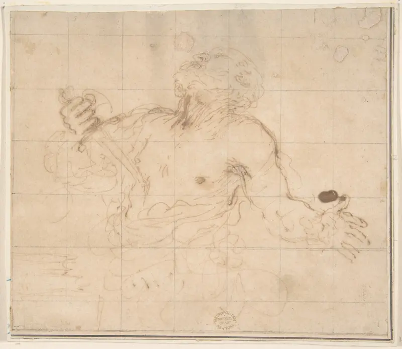 Man Stabbing Himself Wall Art by Guercino (Giovanni Francesco Barbieri) - High-Resolution Digital Print