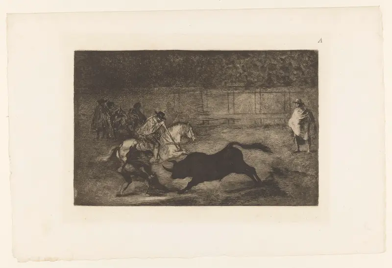 Man te paard steekt zijn lans in een stier Wall Art by Francisco de Goya - High-Resolution Digital Print