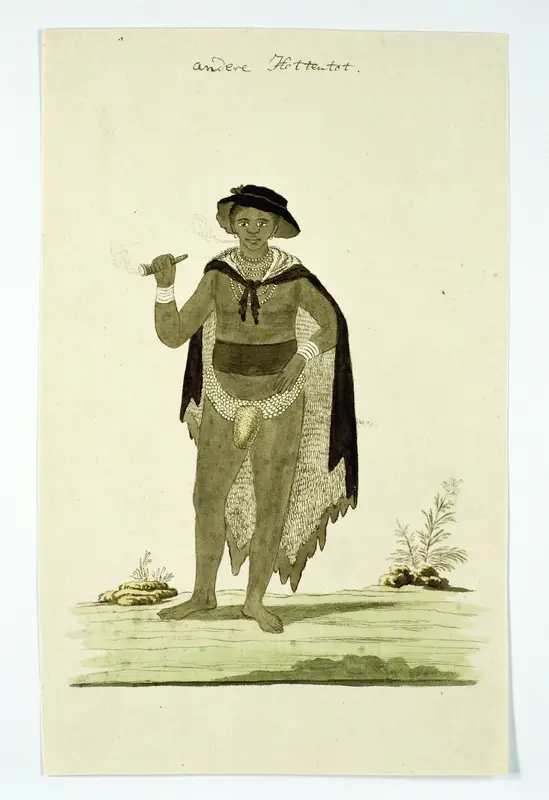 Man van de Khoekhoe met een pijp van ossenhoorn in zijn hand Wall Art by Unknown - High-Resolution Digital Print