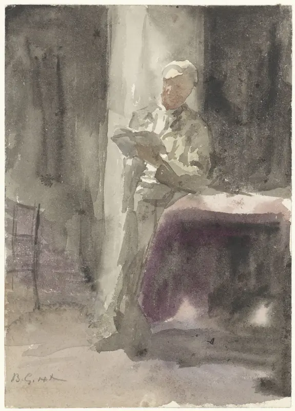 Man with a Book Standing by a Table and Window Wall Art by Bramine Hubrecht - High-Resolution Digital Print