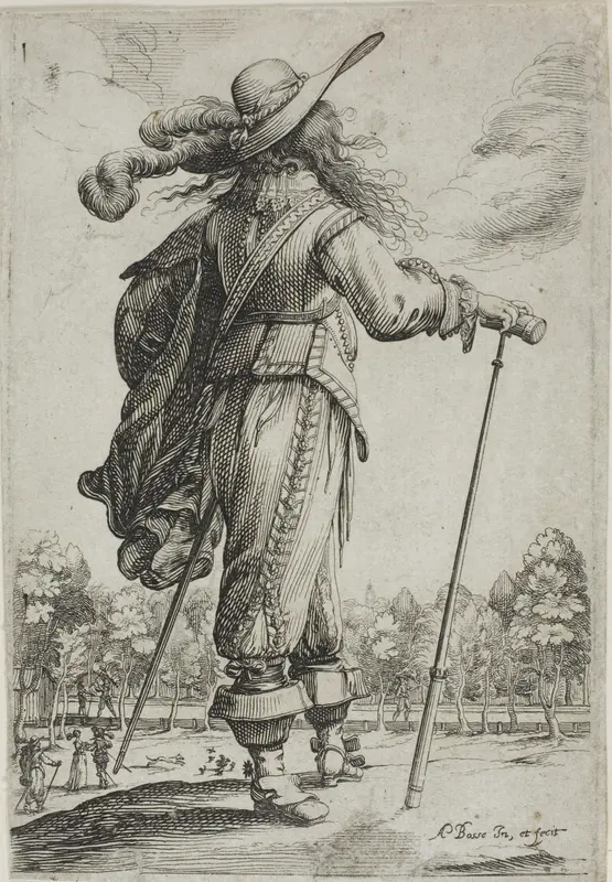Man with a Cane, seen from behind, from The Garden of French Nobility Wall Art by Abraham Bosse - High-Resolution Digital Print