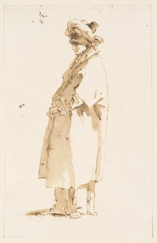 Man with an Elaborate Headdress, Facing Left Wall Art by Giovanni Domenico Tiepolo - High-Resolution Digital Print