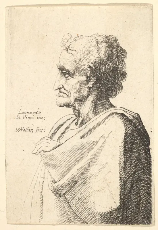 Man with doleful expression to left with hand emerging from cloak Wall Art by Wenceslaus Hollar - High-Resolution Digital Print