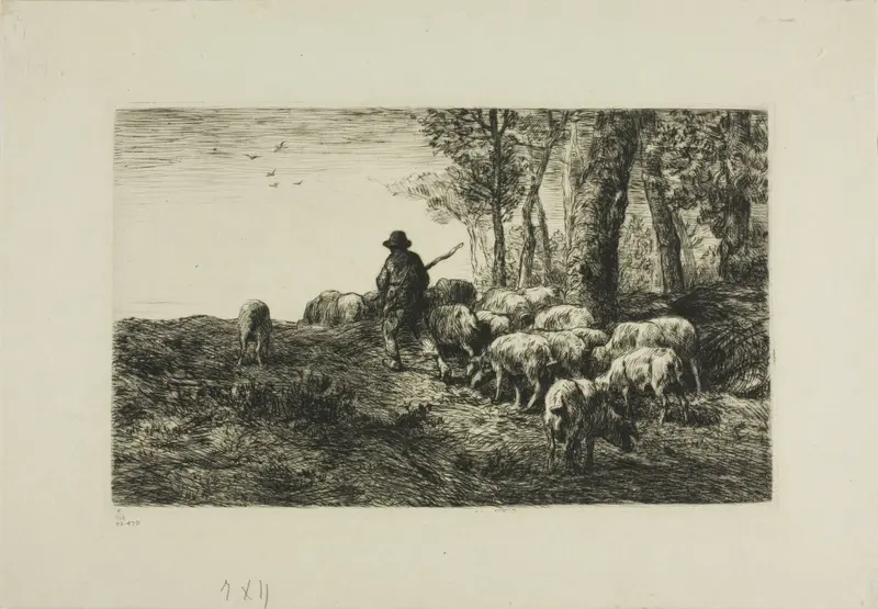 Man with Herd of Pigs