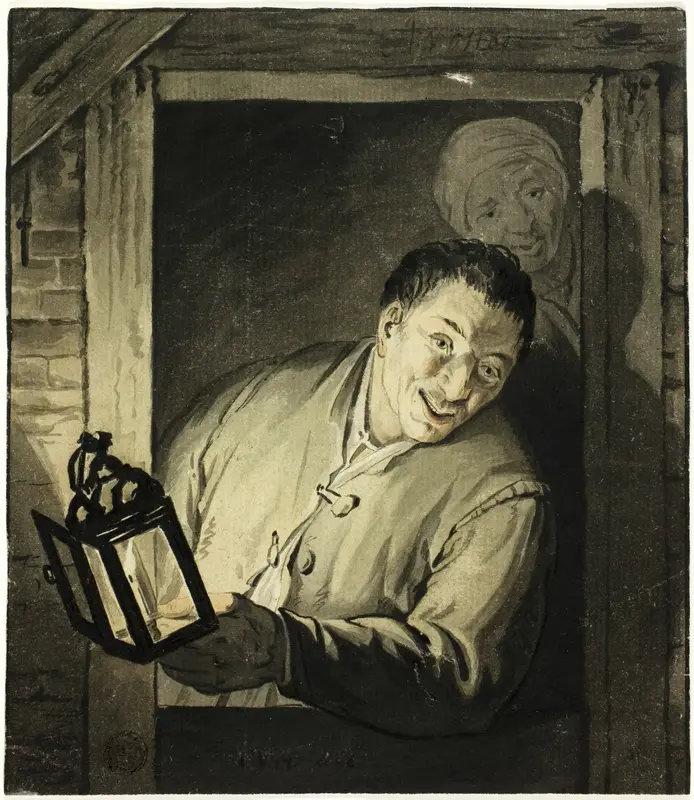 Man with Lantern in Doorway Wall Art by Adriaen van Ostade - High-Resolution Digital Print