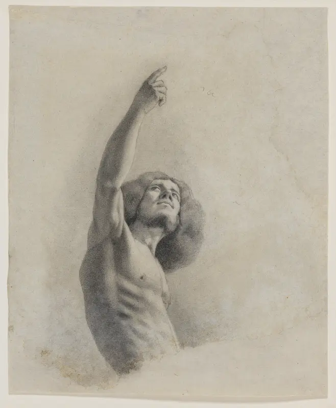 Man with Upraised Arm, Possibly a Self-Portrait Wall Art by Gustave Courbet - High-Resolution Digital Print